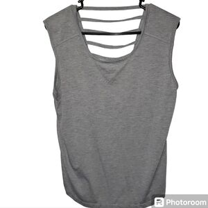 RBX Brand Womens LARGE Gray Ladder Back Tunic Style Tank Top Stretch Vacation